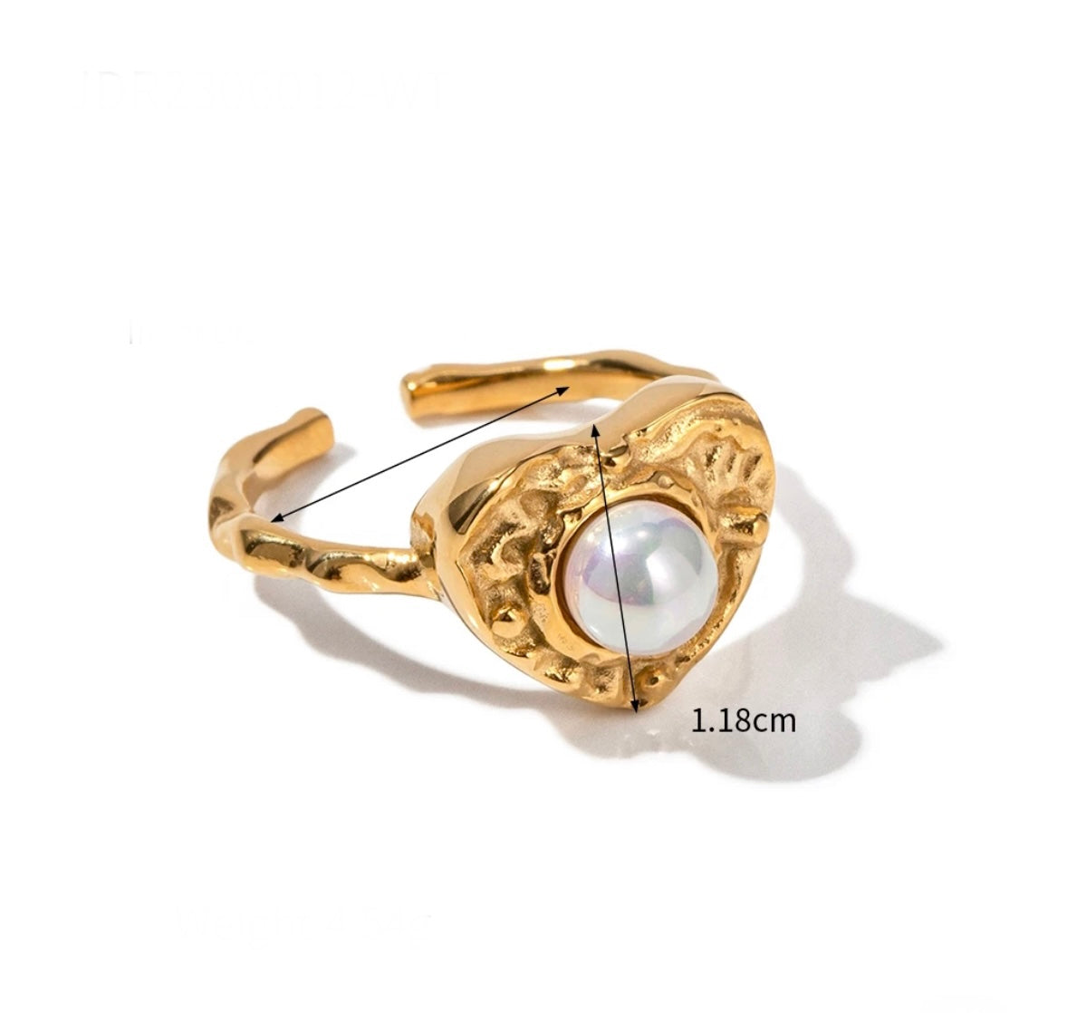 Pearl heart adjustable ring
