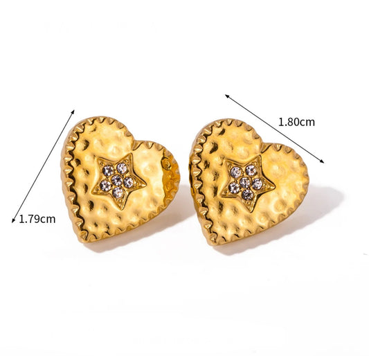 Heart star stud earrings
