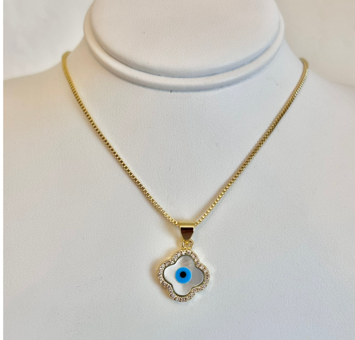 Clover evil eye necklace