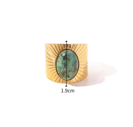 Natural stone adjustable ring