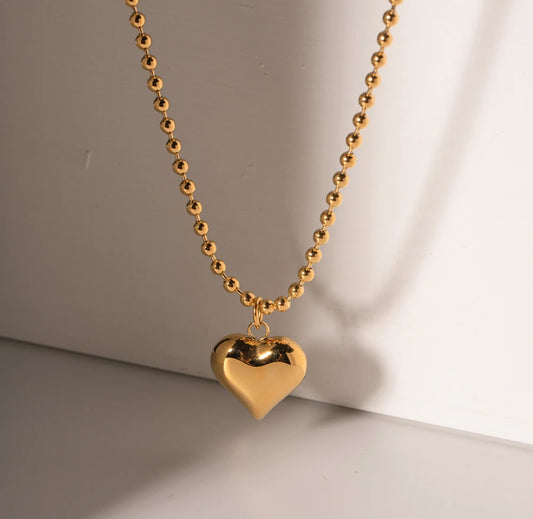 Gold heart beads necklace