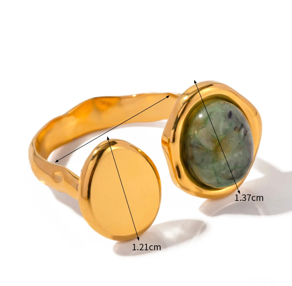 Green natural stone adjustable ring