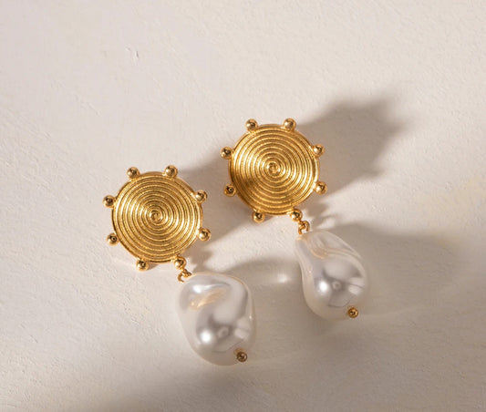 Baroque pearl long earrings
