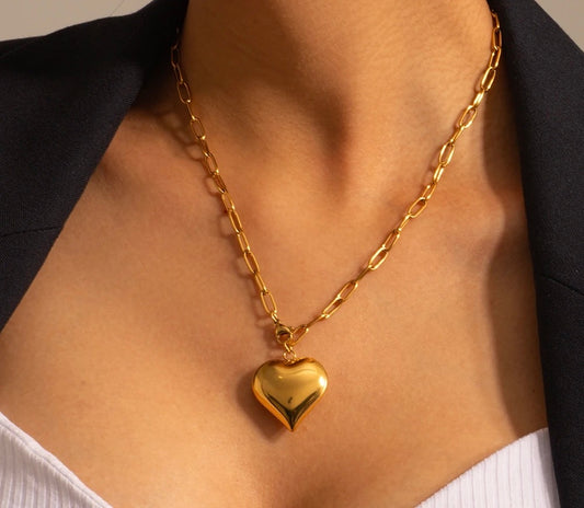Heart paper clip necklace