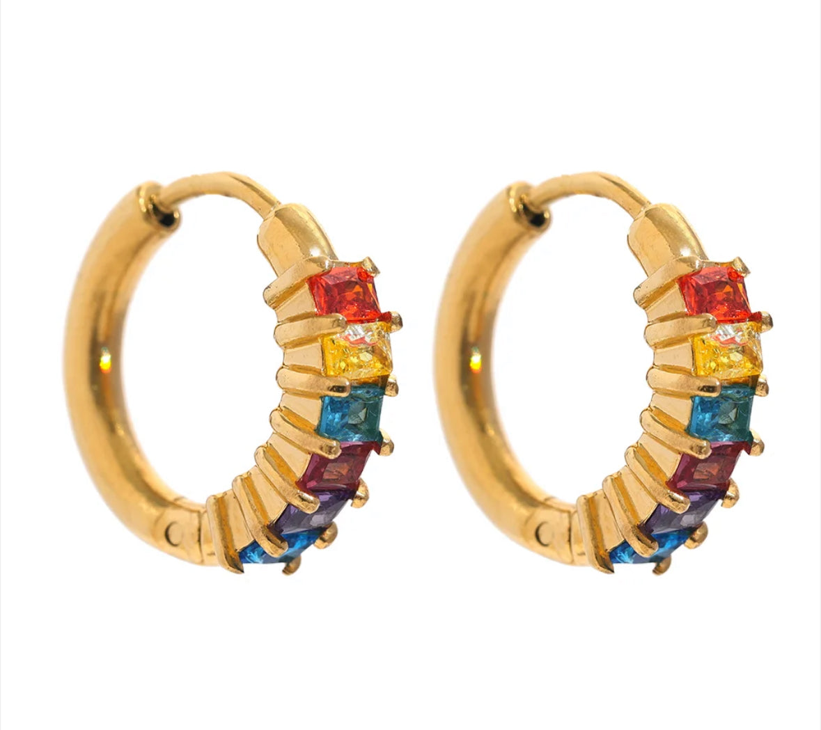 Colorful huggie hoop earrings