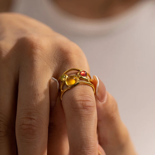 Colorful resins adjustable ring