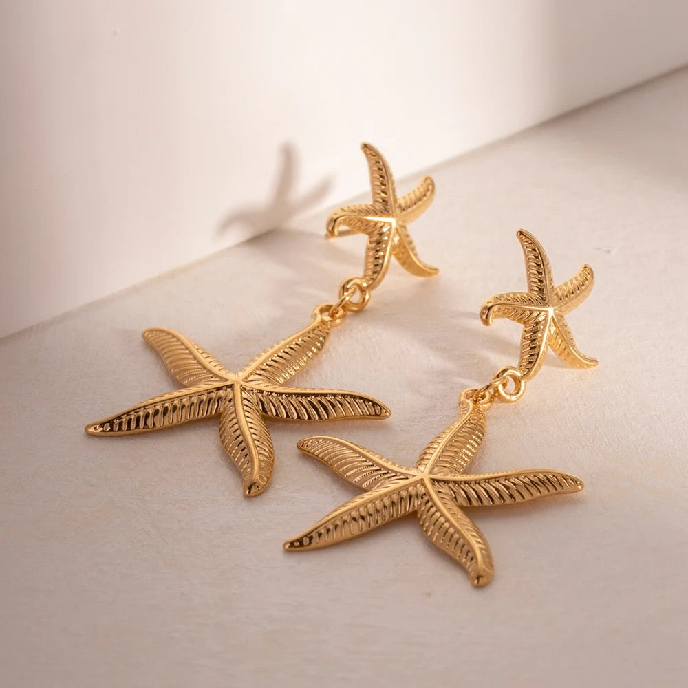 Double sea star pedant earrings