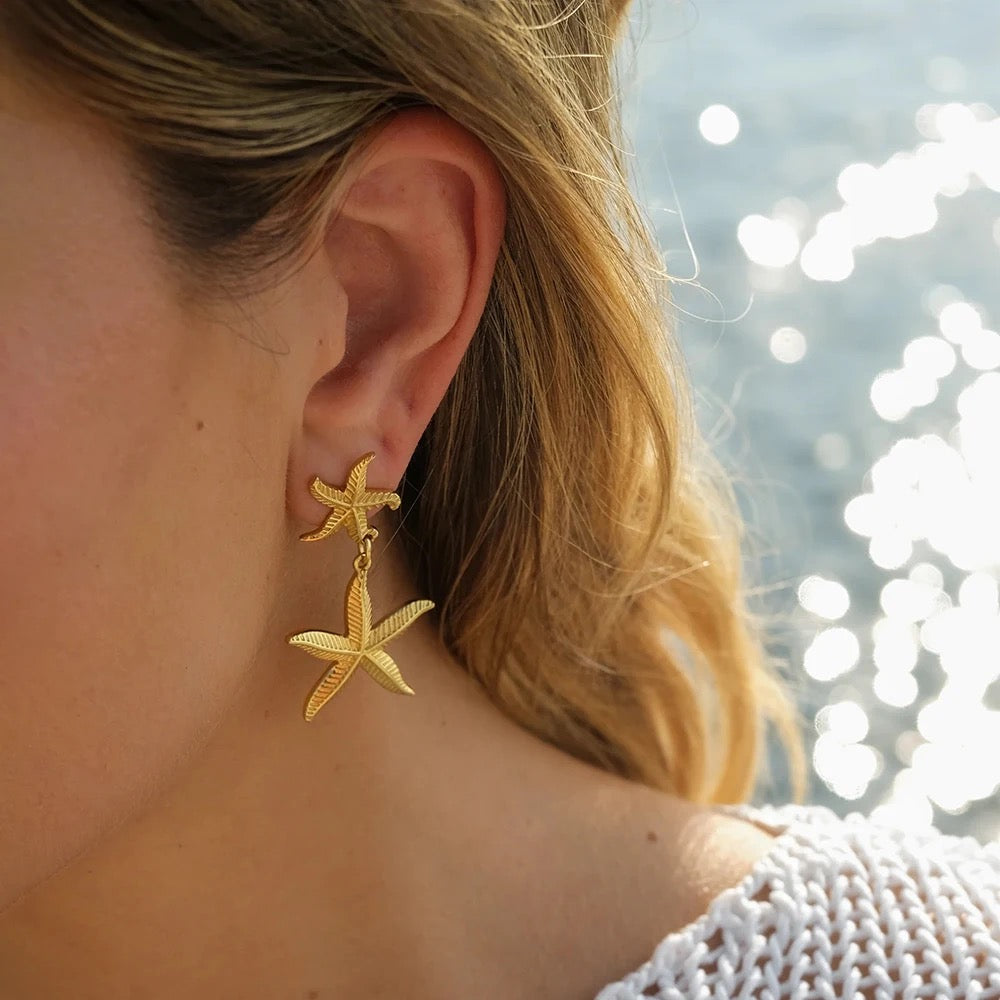 Double sea star pedant earrings