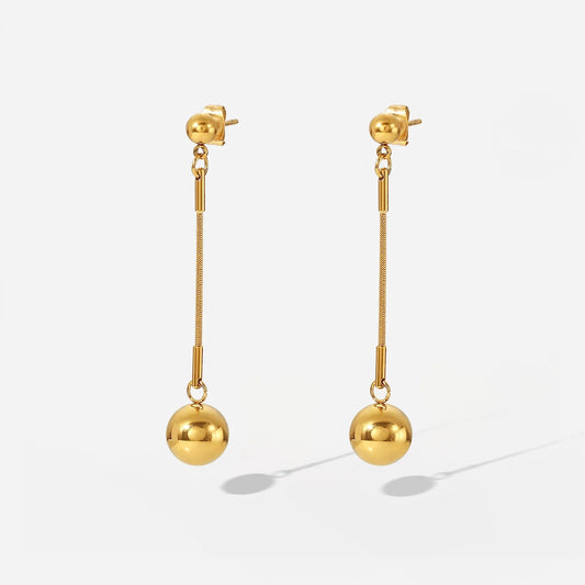 Ball pedant long stud earrings