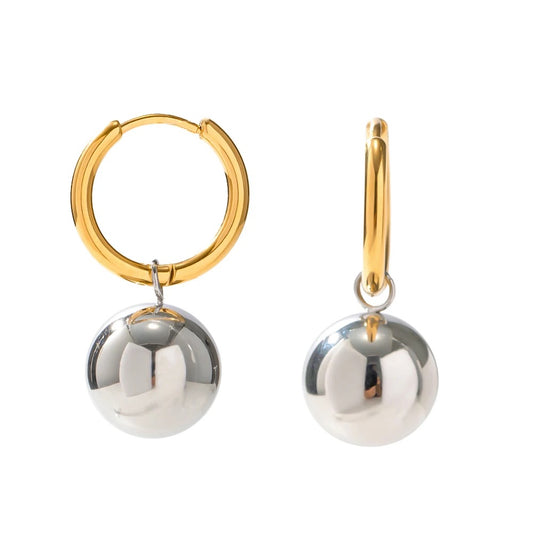 Two tone ball earrings