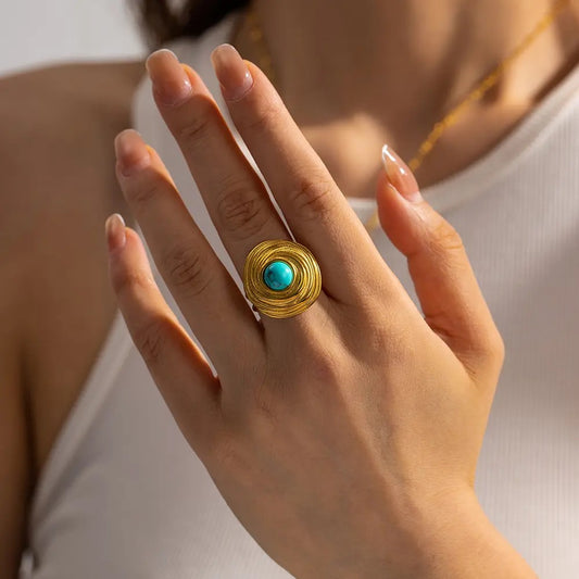 Turquoise stone  adjustable ring