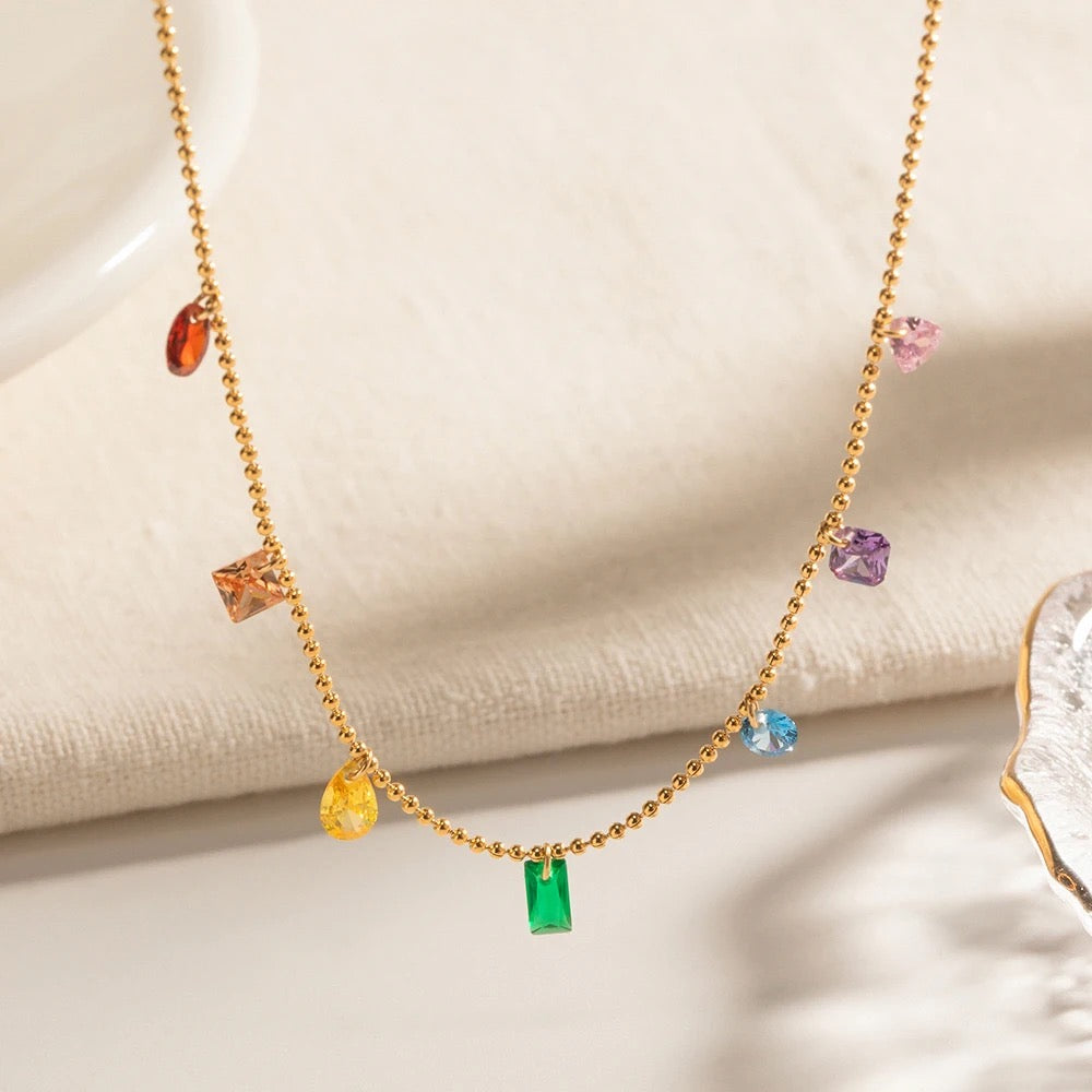 Colorful cubic zirconia necklace