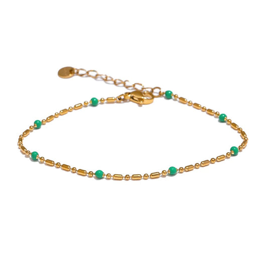 Green enamel beads bracelet