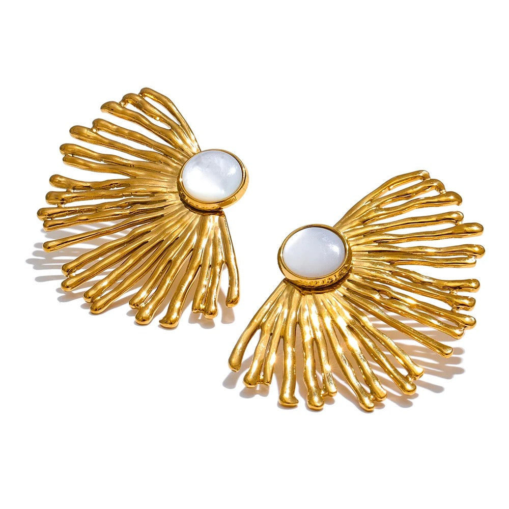 Natural shell statement earrings