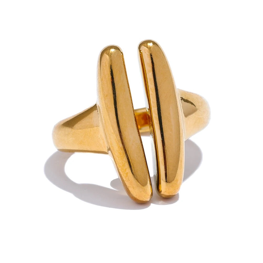 Gold geometric adjustable ring