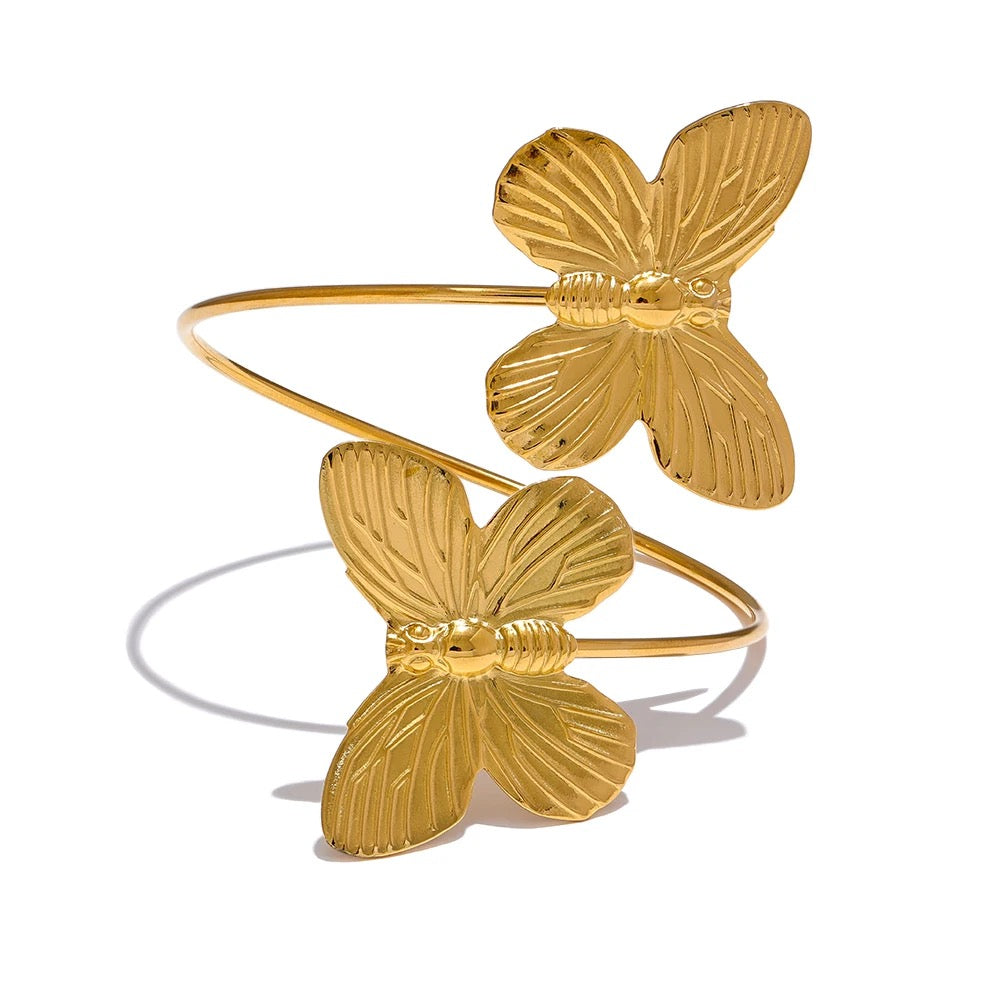 Gold butterfly cuff bracelet