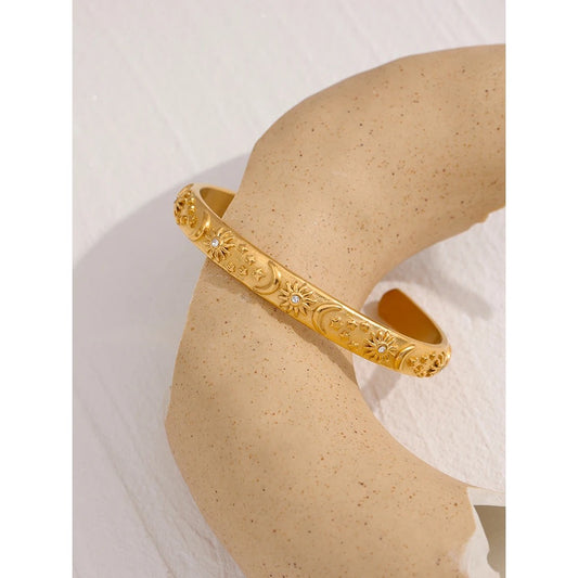 Stars moon sun cuff bracelet