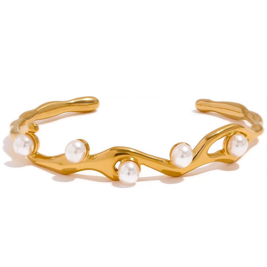 Elegant pearl cuff bracelet
