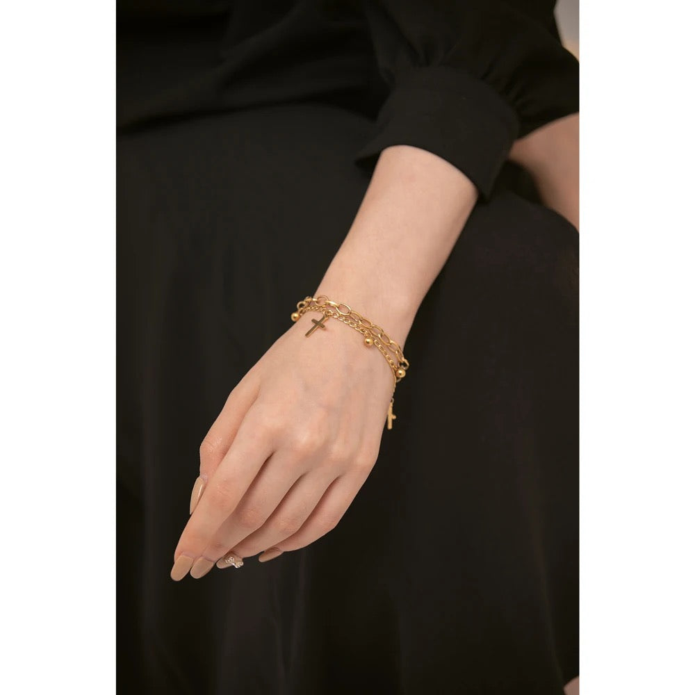 Cross double bracelet