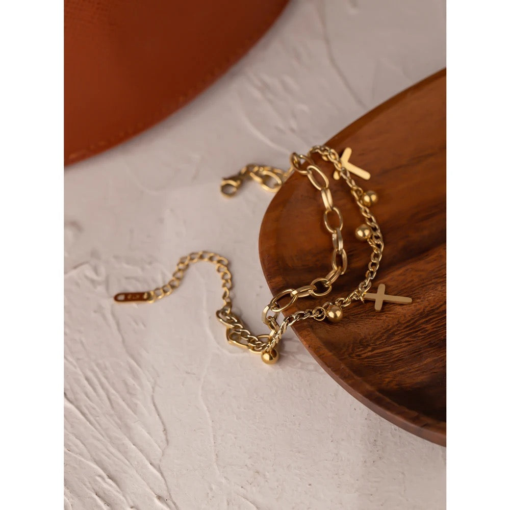 Cross double bracelet