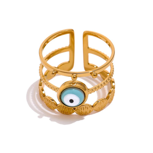 Evil eye adjustable ring