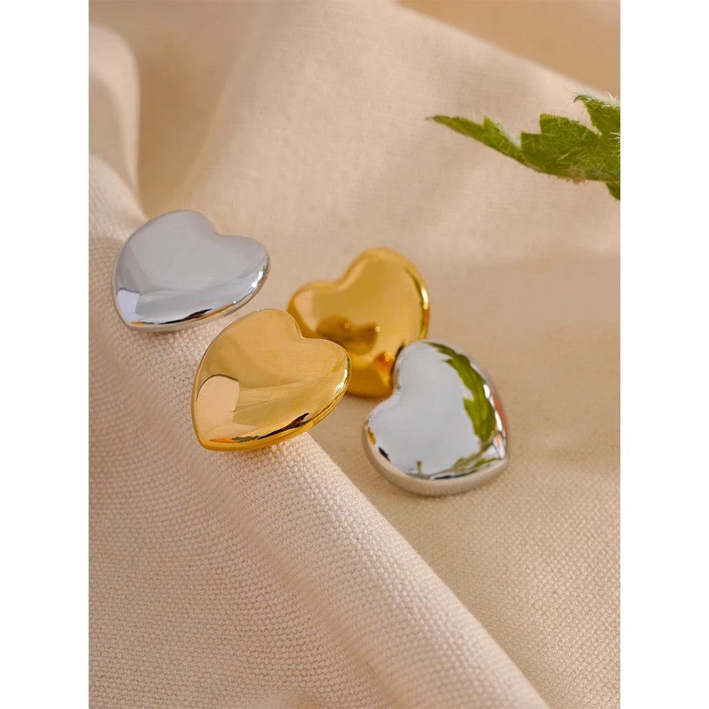 Big heart stud earrings
