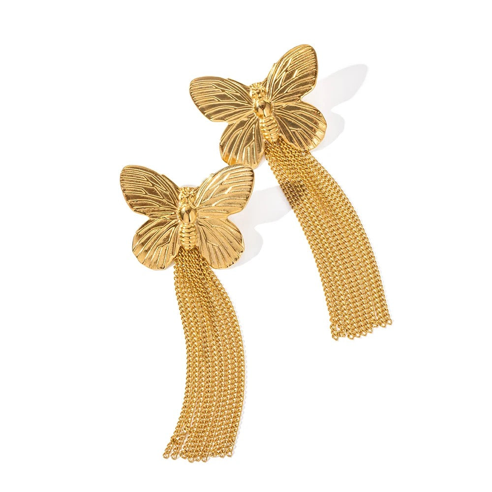 Big butterfly tassel earring