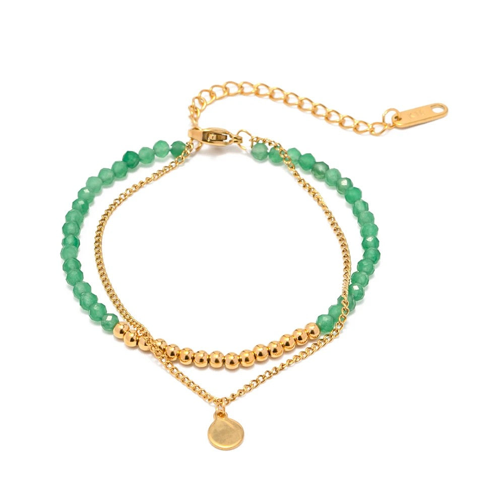 Double layer stone beaded bracelet