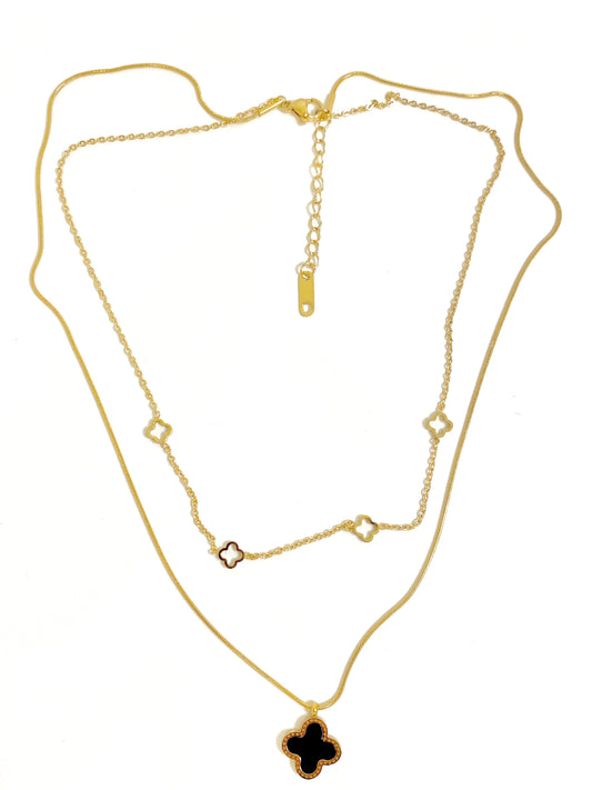 Double necklace black clover