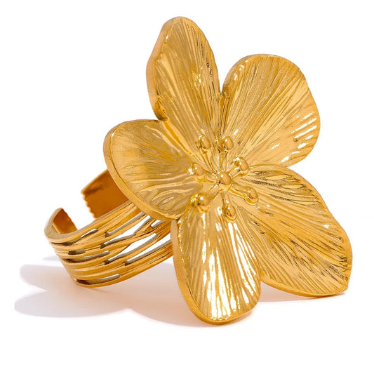 Big flower adjustable ring