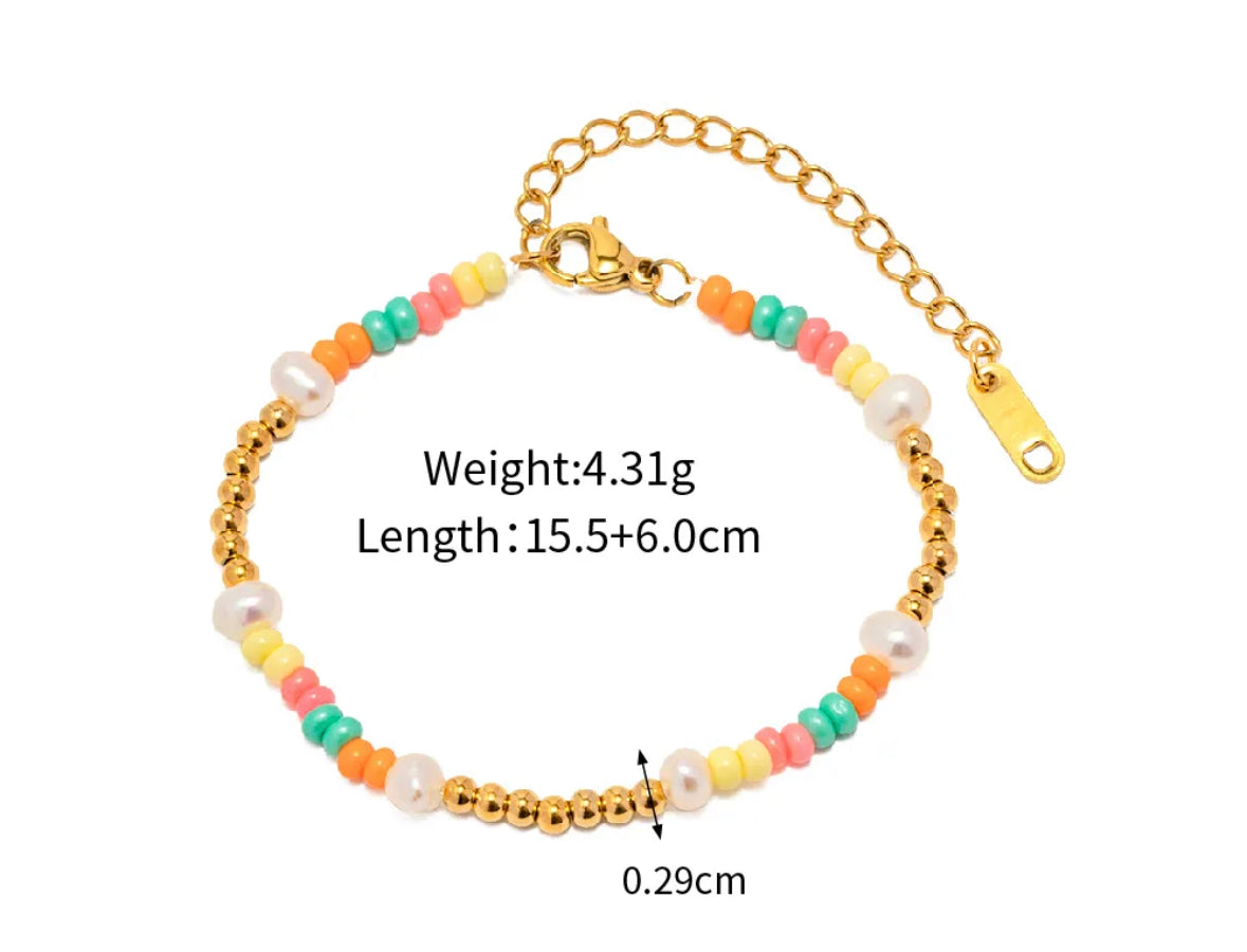 Multicolor bead pearl bracelet