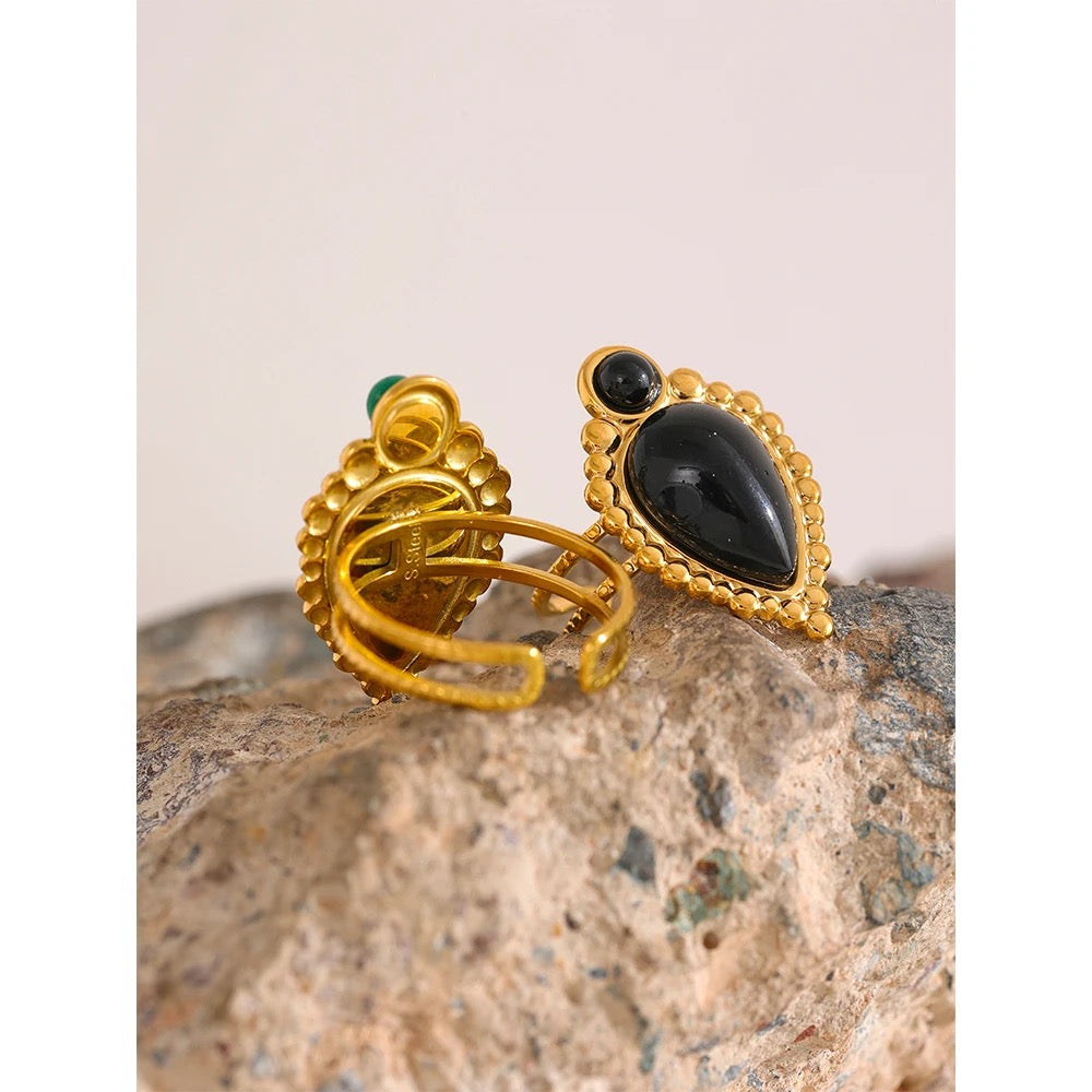 Agate natural stone adjustable ring