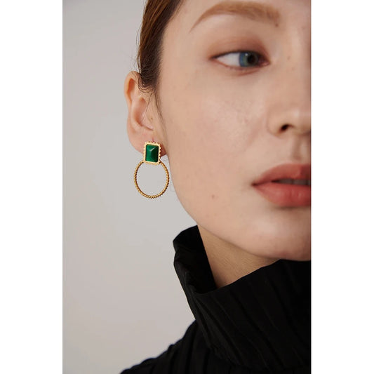 Green opal stud earrings