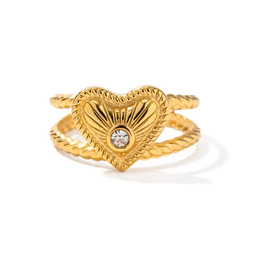 Heart adjustable ring