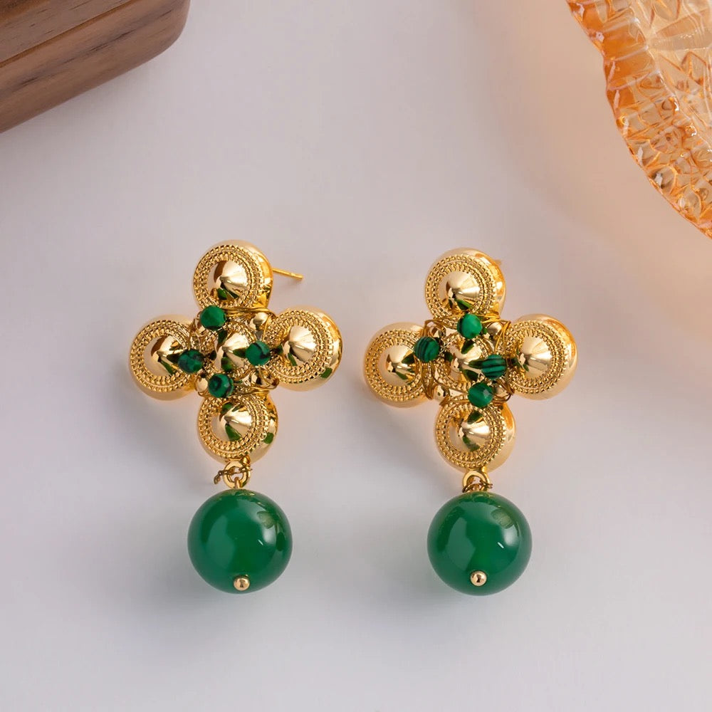 Agate stone drop earring