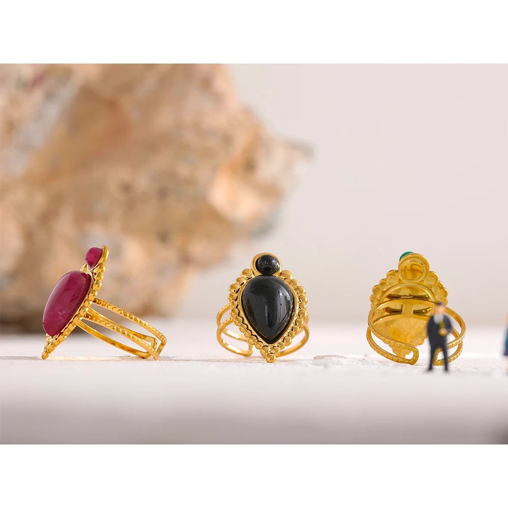 Agate natural stone adjustable ring