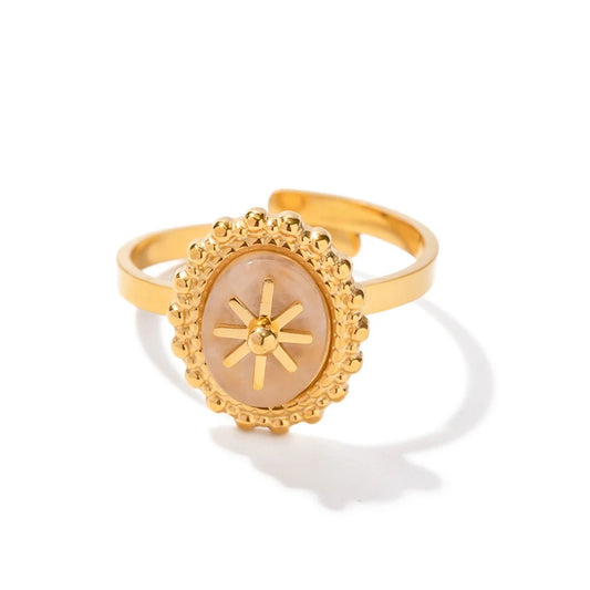 Rose quartz adjustable ring