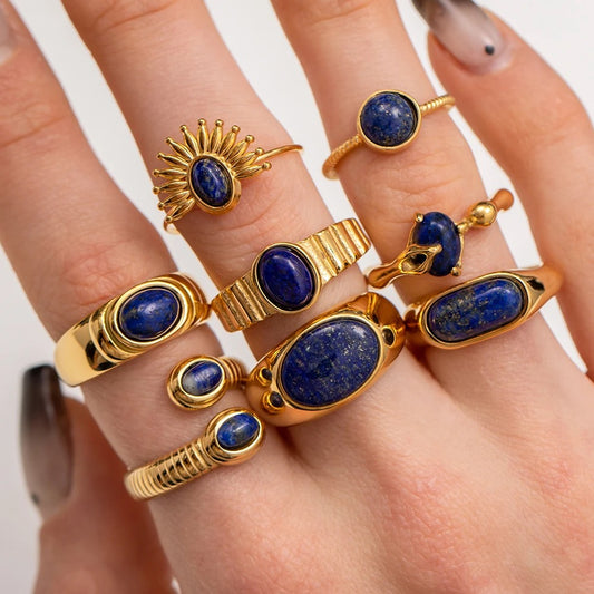 Blue stone adjustable ring