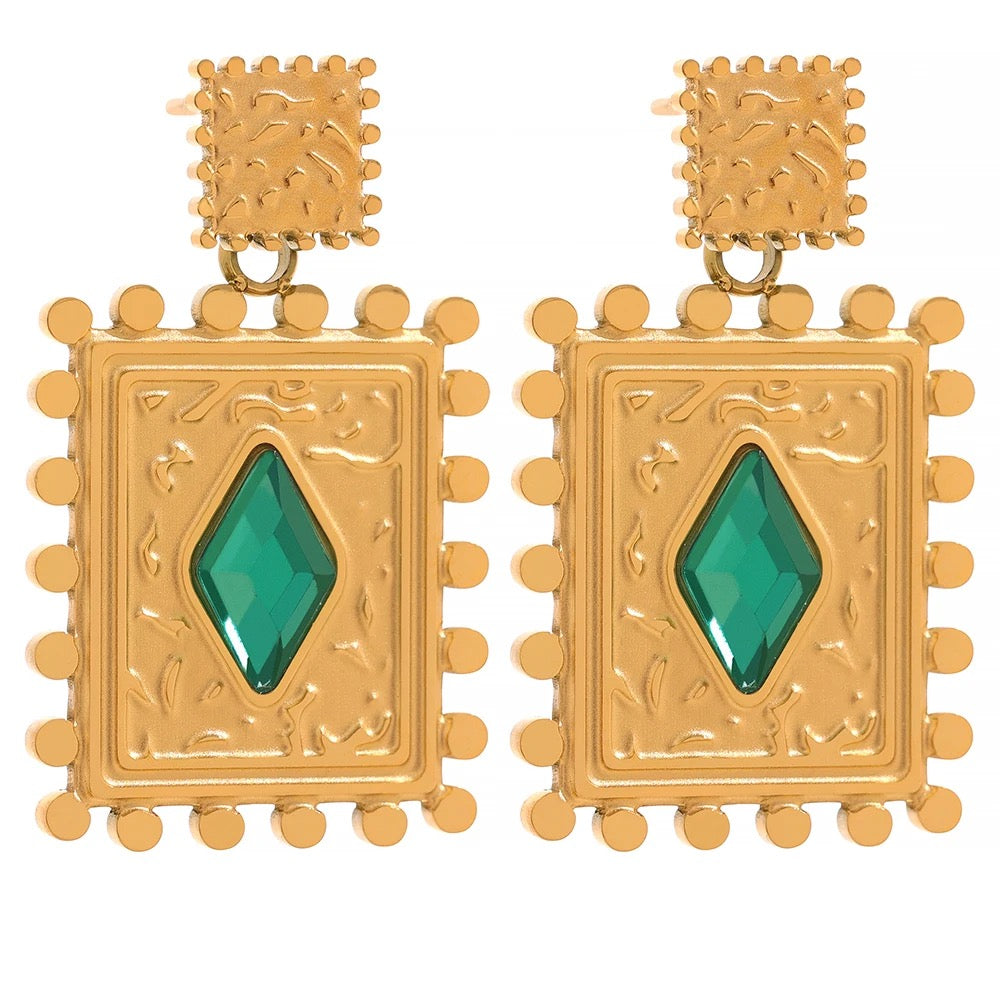 Square geometric drop earrings