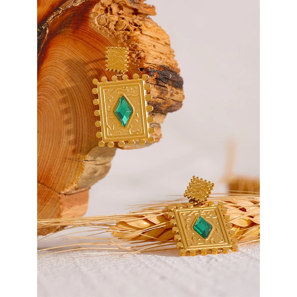 Square geometric drop earrings