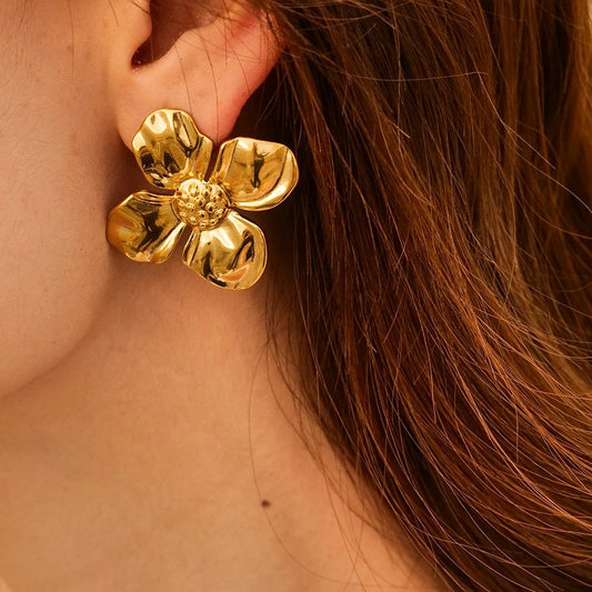 Big flower stud earrings