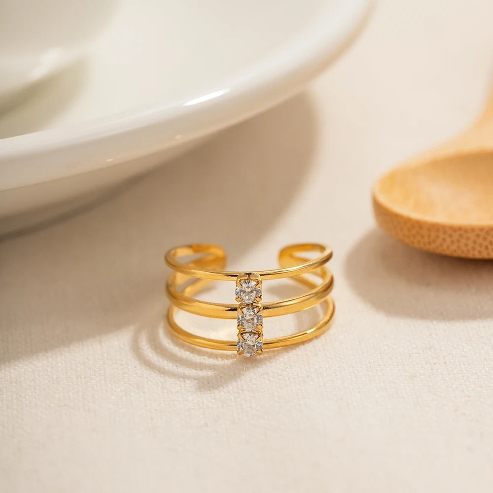 Three layer adjustable ring