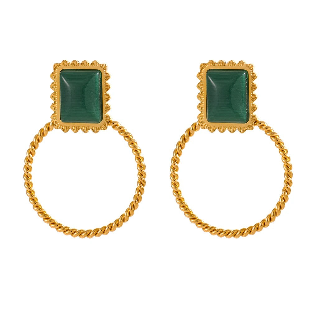 Green opal stud earrings