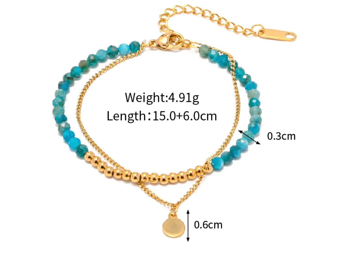 Double layer stone beaded bracelet
