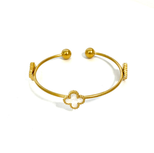 White clover cuff bracelet