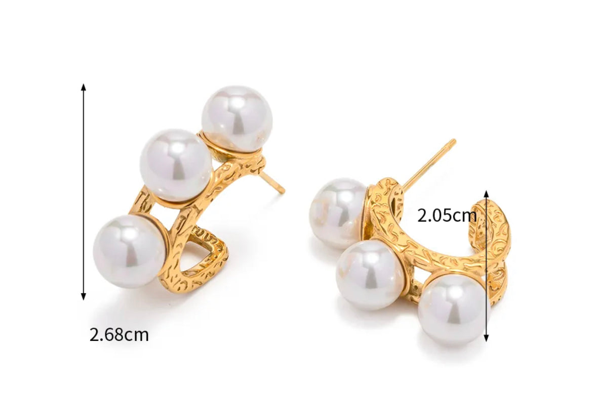 Pearl hoop stud earrings