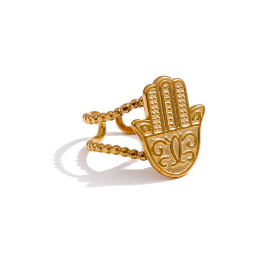 Hamsa adjustable ring