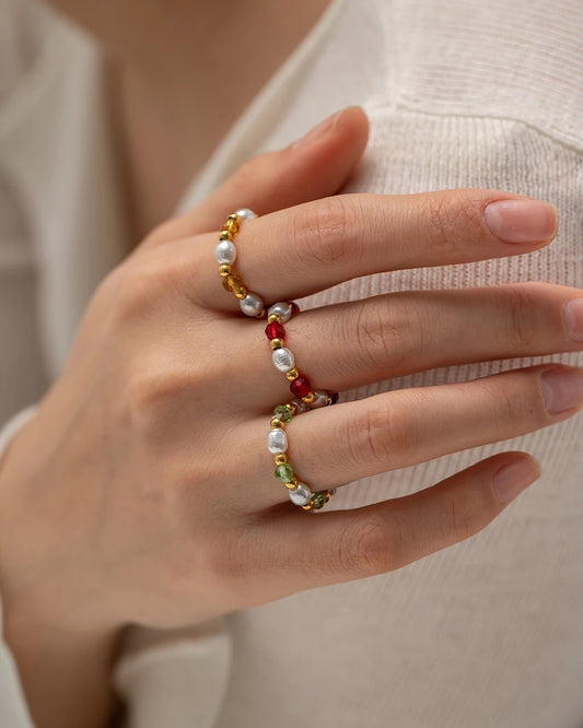 Bead pearl adjustable ring