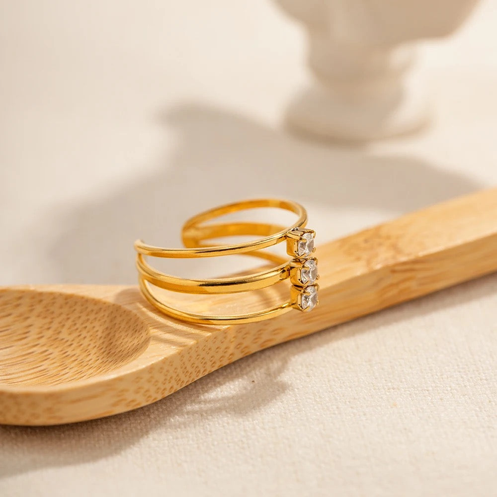 Three layer adjustable ring