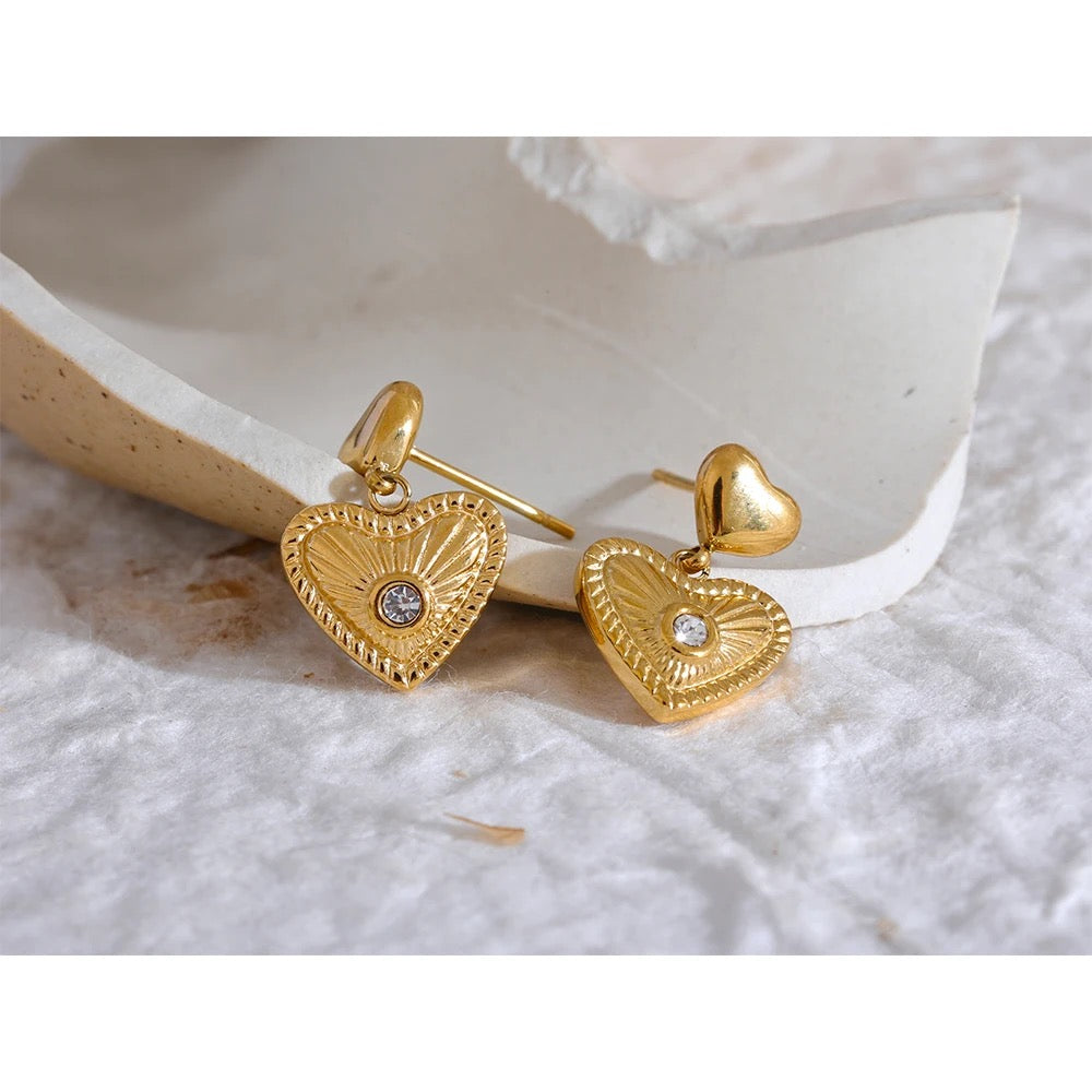 Heart drop earrings